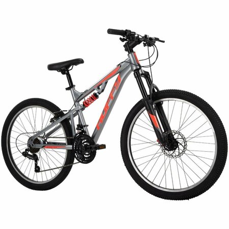 GEARED2GOLF 24 in. Marker Boys Dual Suspension Mountain Bike, Gray GE3509527